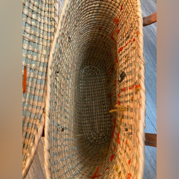 Vintage Woven Wicker Rattan Straw Satchel Handbag Tote Basket Bag Boho Med. Size - Picture 9 of 13